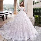 Robe de mariée élégante et romantique à manches longues pour femmes