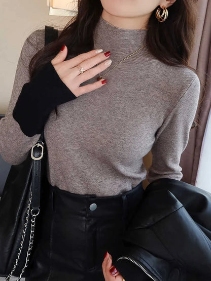 Pull en Maille Douce Femme – Col Semi-Montant Chic