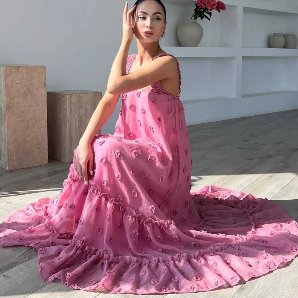 Robe de soirée à la mode fleurs 3D pour femmes