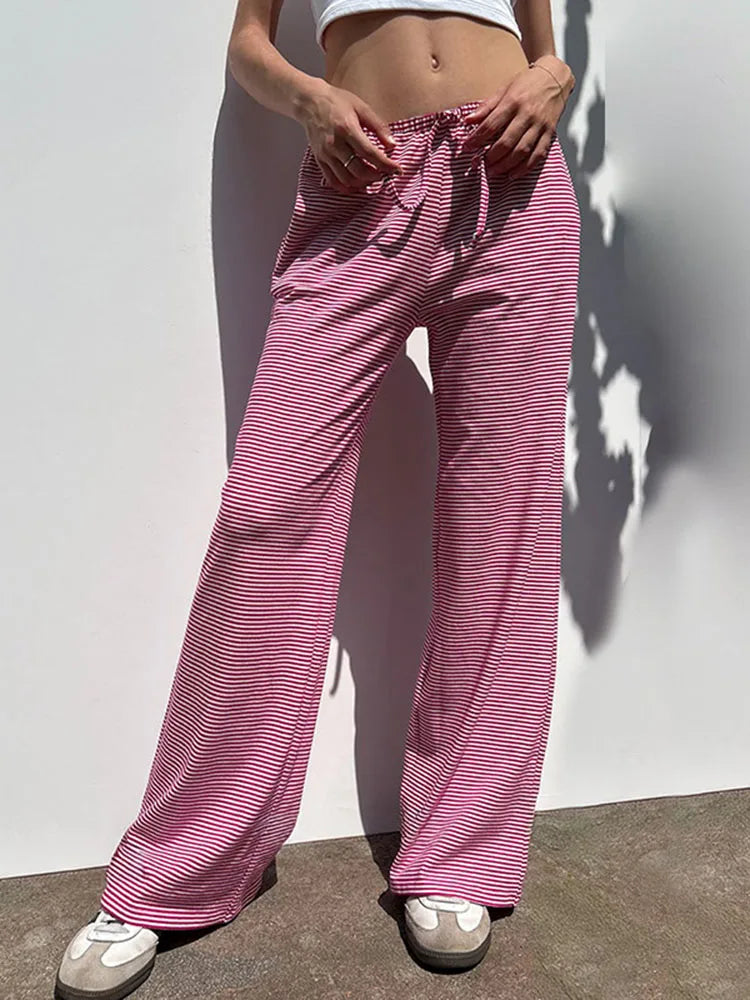 Pantalon de survêtement taille basse à rayures pour femmes