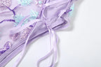 Body moulante à broderies col V et dos nu  pour femmes
