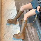 Bottes à lacets à plateforme pour femmes