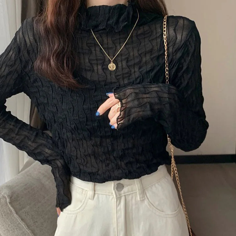 T-shirt en maille de dentelle pour femmes