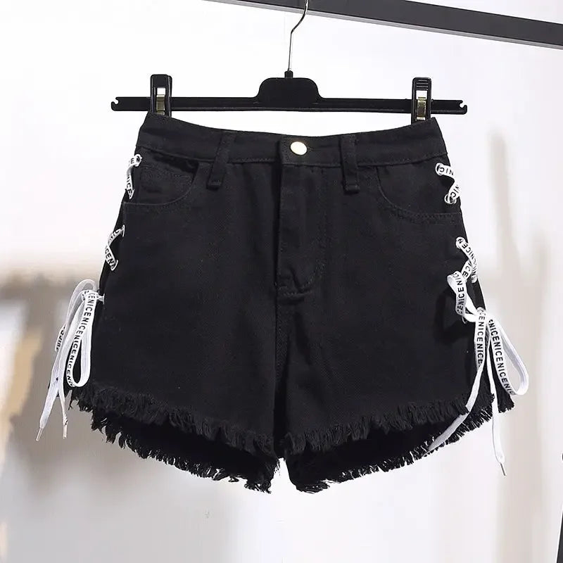Short en Jean blanc taille haute pour femmes