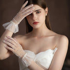 Gants en tulle à bord à volants pour femmes