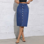 Jupe en jean vintage à simple boutonnage pour femmes