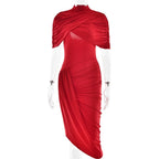 Robe longue froncée à manches mi-longues, dos nu pour femmes