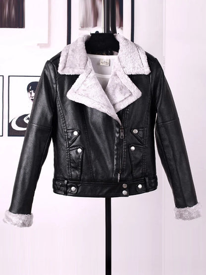 Veste motard femme décontractée en simili cuir