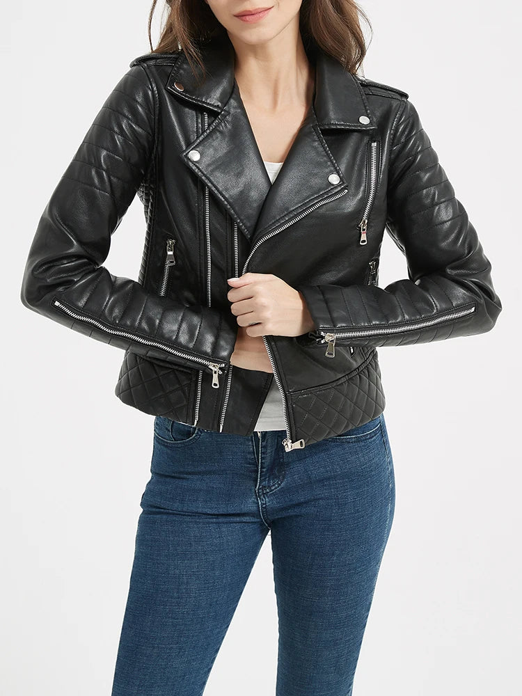 Veste court en pu faux cuir pour femmes