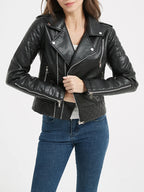 Veste court en pu faux cuir pour femmes