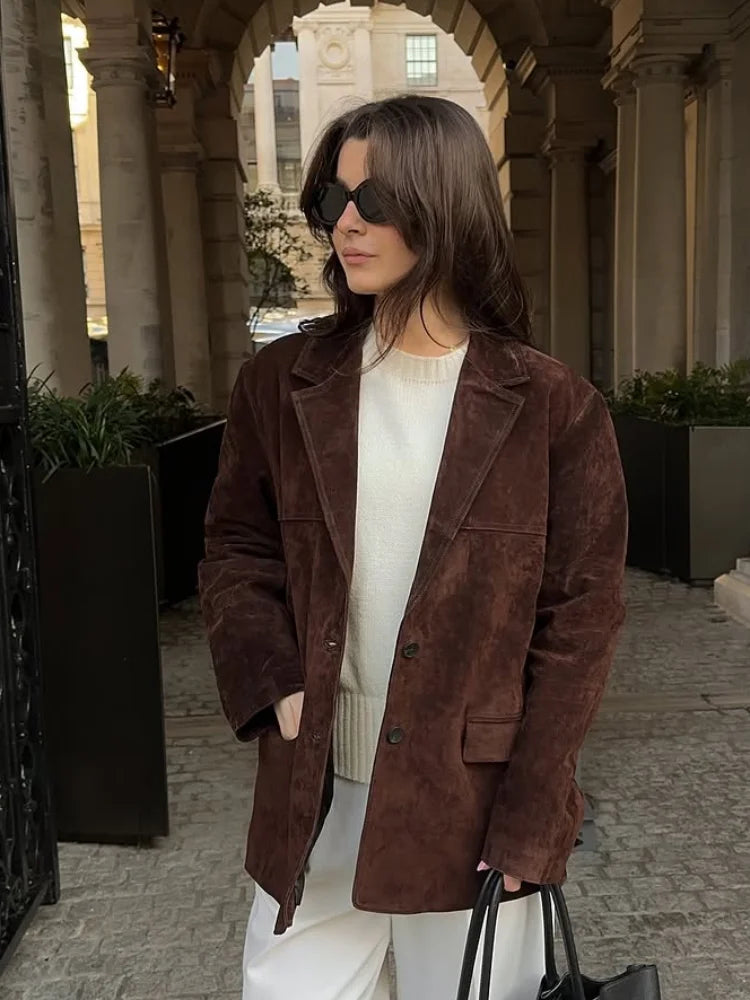 Veste marron vintage pour femmes
