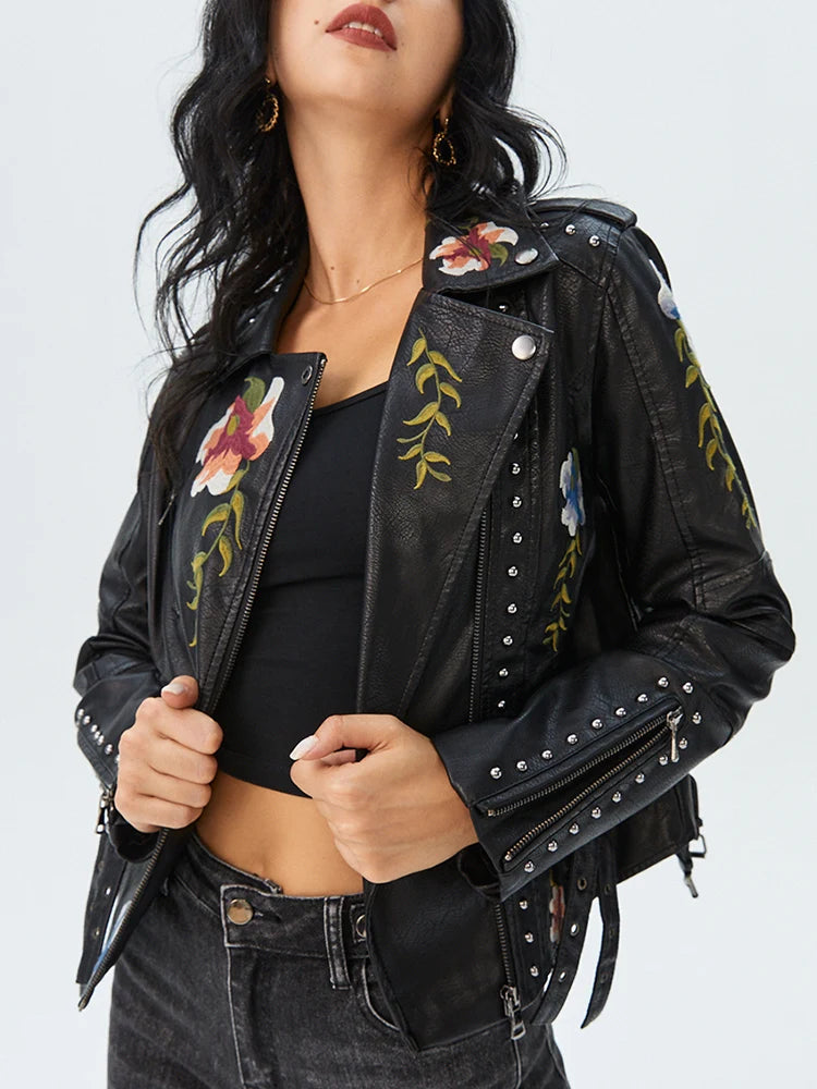Veste en faux cuir vintage pour femmes