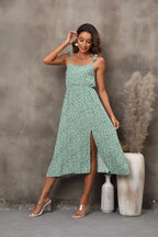 Robe mi-longue sexy à imprimé floral pour femmes