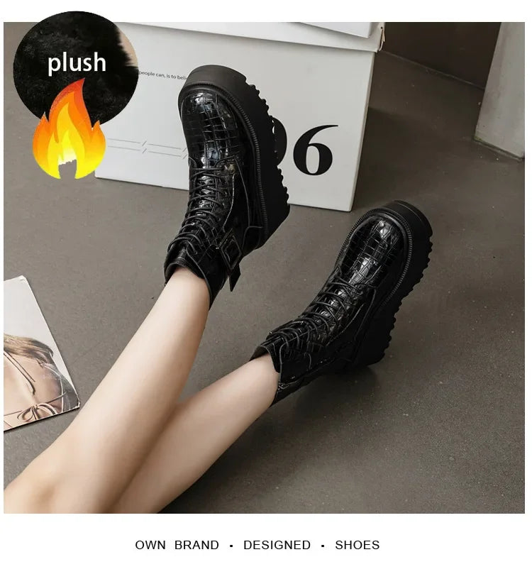 Bottines en cuir véritable pour femmes