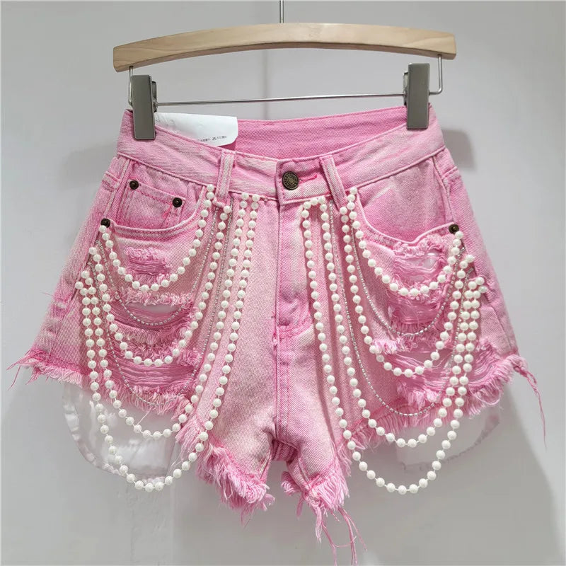 Short en jean taille haute pour femmes