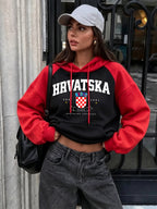 Sweat à capuche raglan imprimé Hrvatska Zagreb pour femmes
