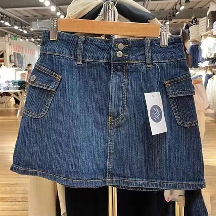 Mini-Jupe Cargo en Jean Femme – Style Vintage