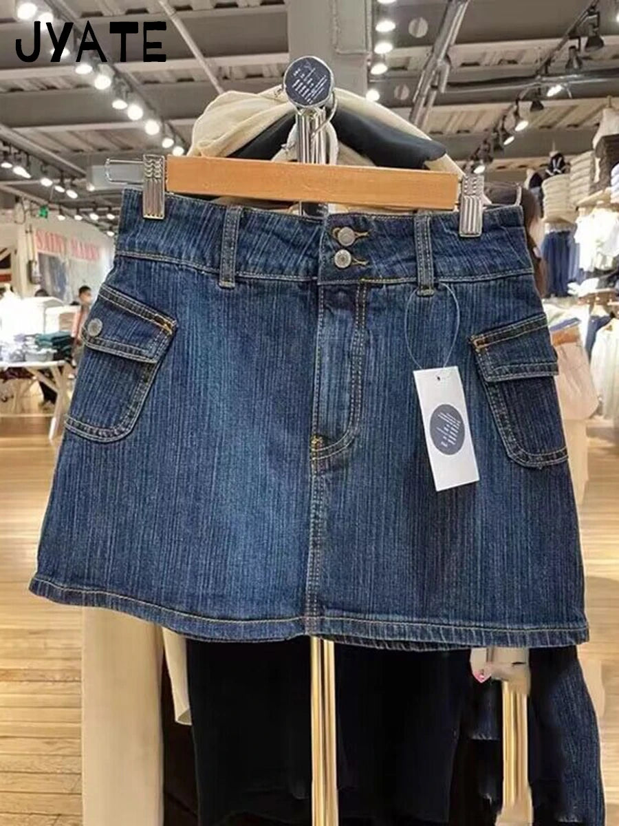 Mini jupes cargo en jean vintage pour femmes