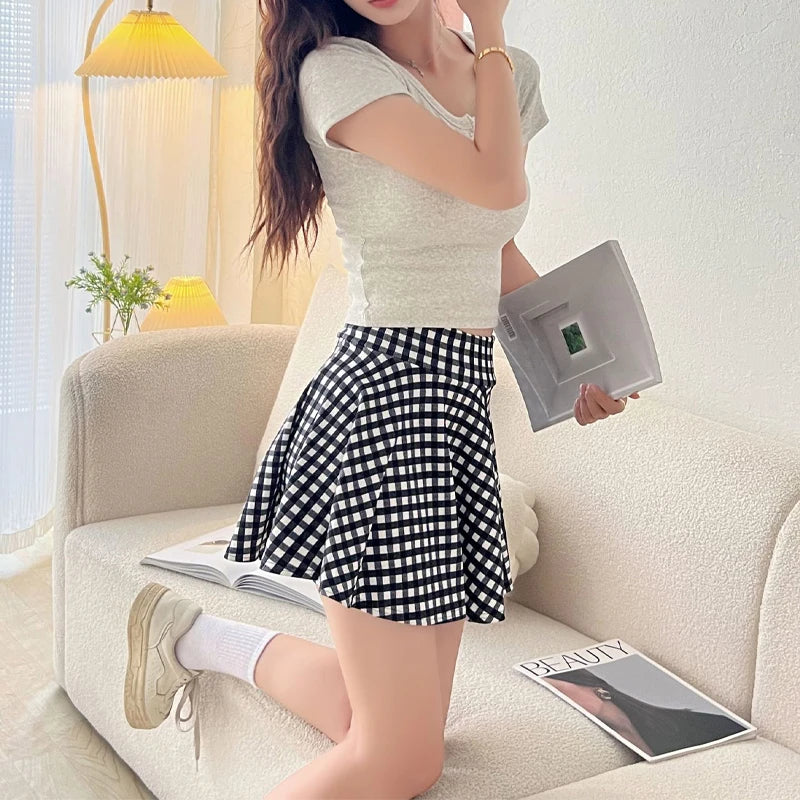 Mini jupe short  plissée élastique pour femmes
