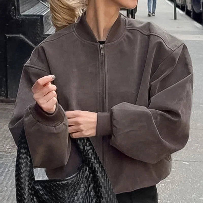 Veste à fermeture éclair et manches longues pour femmes