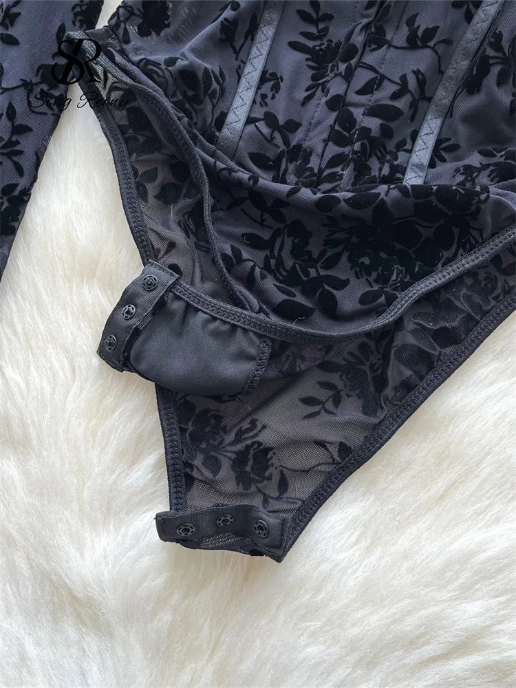 Body à fleurs floquées pour femmes
