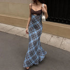 Robe longue à carreaux sexy pour femmes