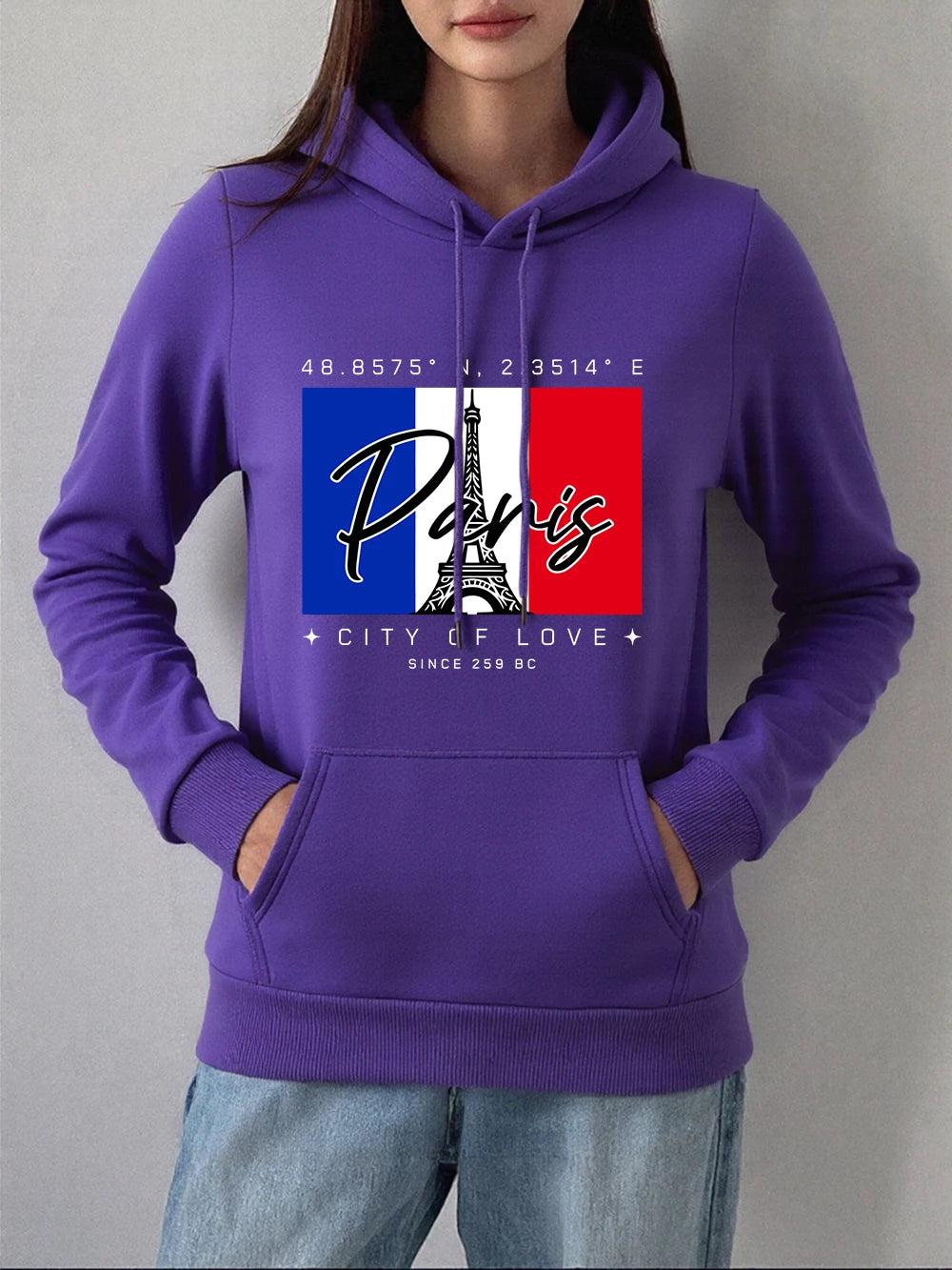 Sweat-shirts à capuche imprimés Paris Ville Amour pour femmes