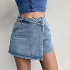 Jupe short en jean taille haute pour femmes