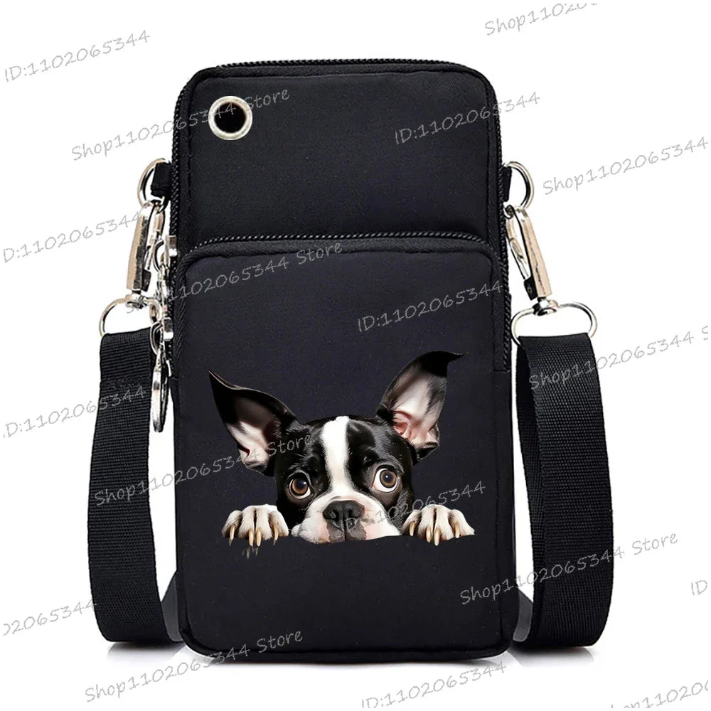 Sac à main pour téléphone portable imprimé chien 3D pour femmes