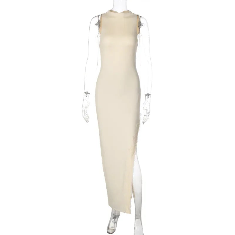 Robe maxi sans manches et dos nu pour femmes