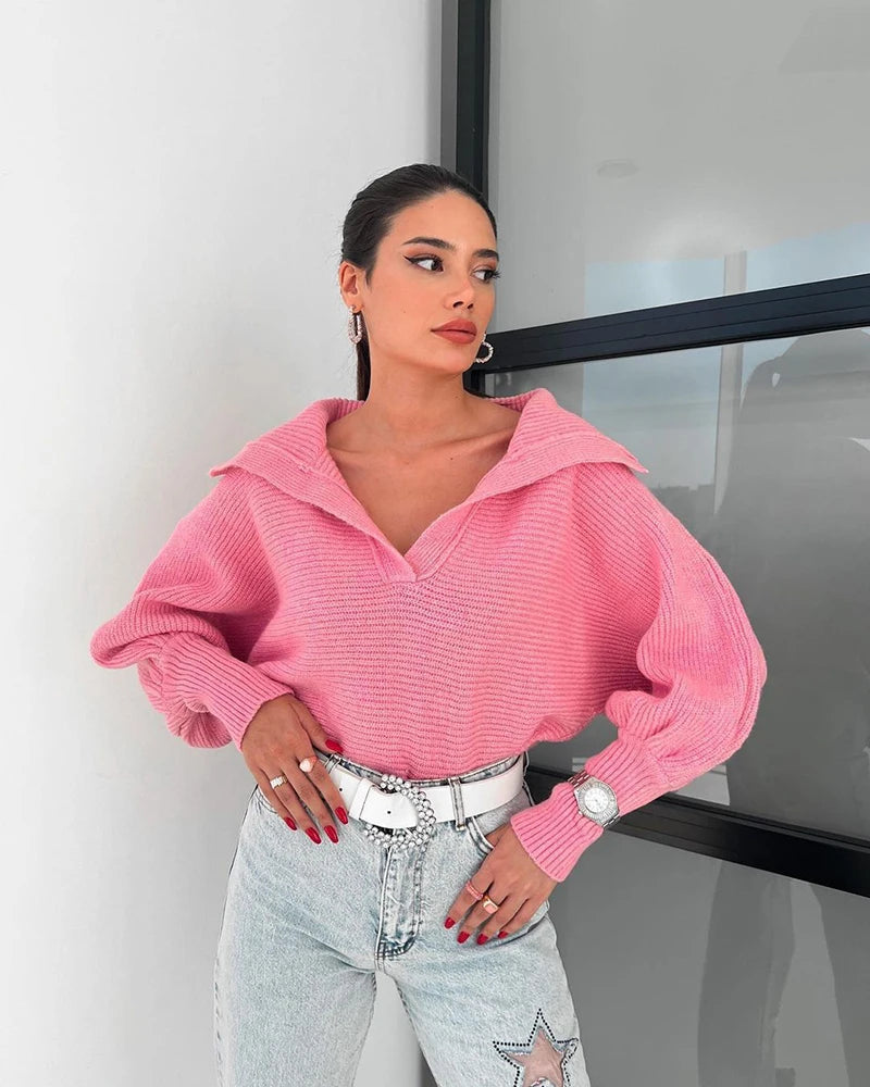 Pull court en tricot vintage pour femmes