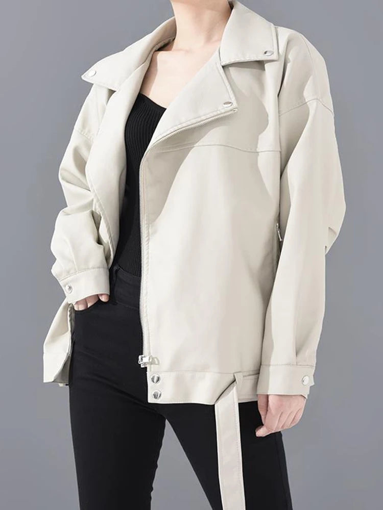Blouson biker femme souple en simili cuir