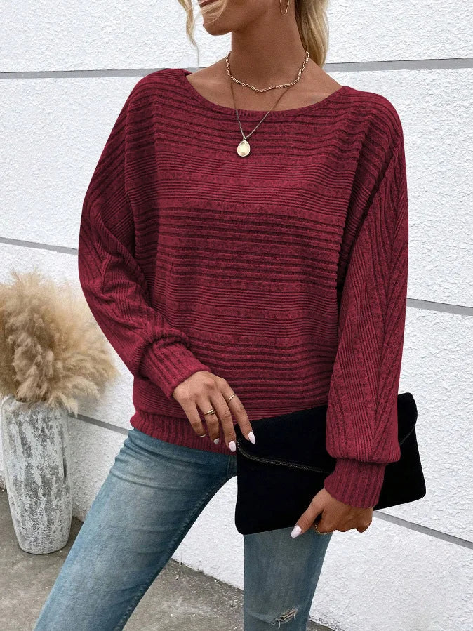 T-shirt décontracté à manches et col rond pour femmes