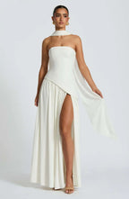 Robe longue tube fendue à la taille haute, pour femmes