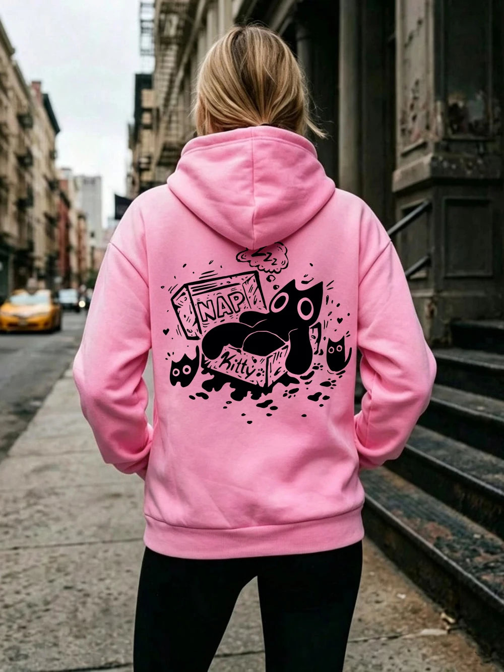 Sweat à capuche imprimé Sleeping Cat Nap Box pour femmes