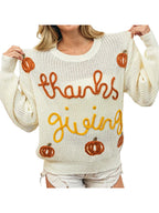 Pull en tricot brodé de lettres pour femmes