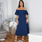 Robe longue en jean décontractée pour femmes