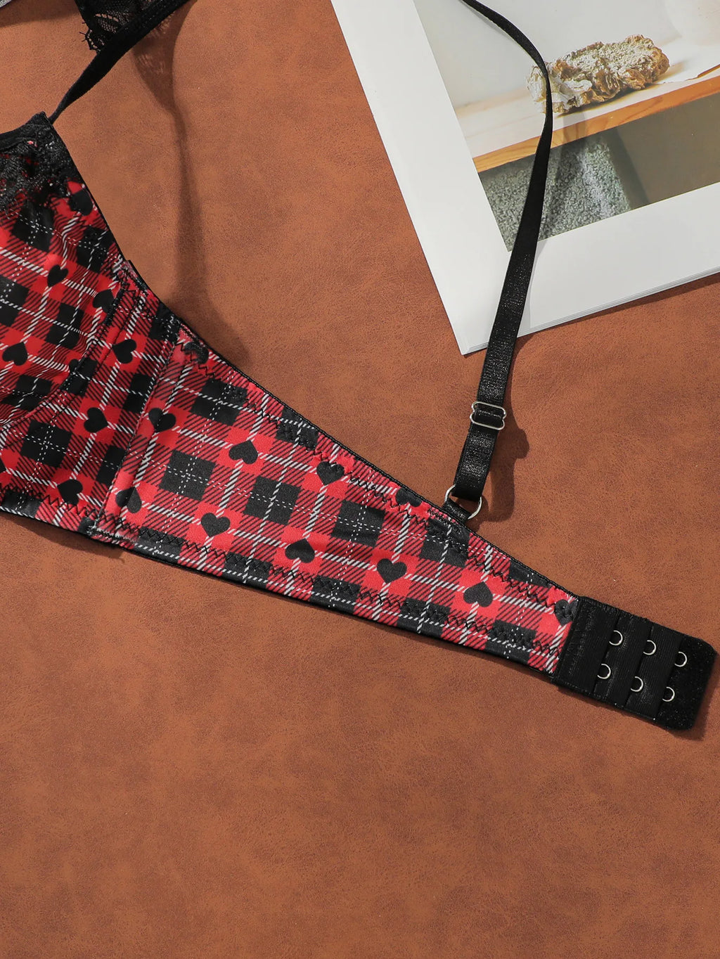 Ensemble de lingerie sexy en dentelle à carreaux pour femmes