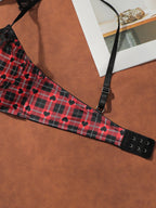 Ensemble de lingerie sexy en dentelle à carreaux pour femmes