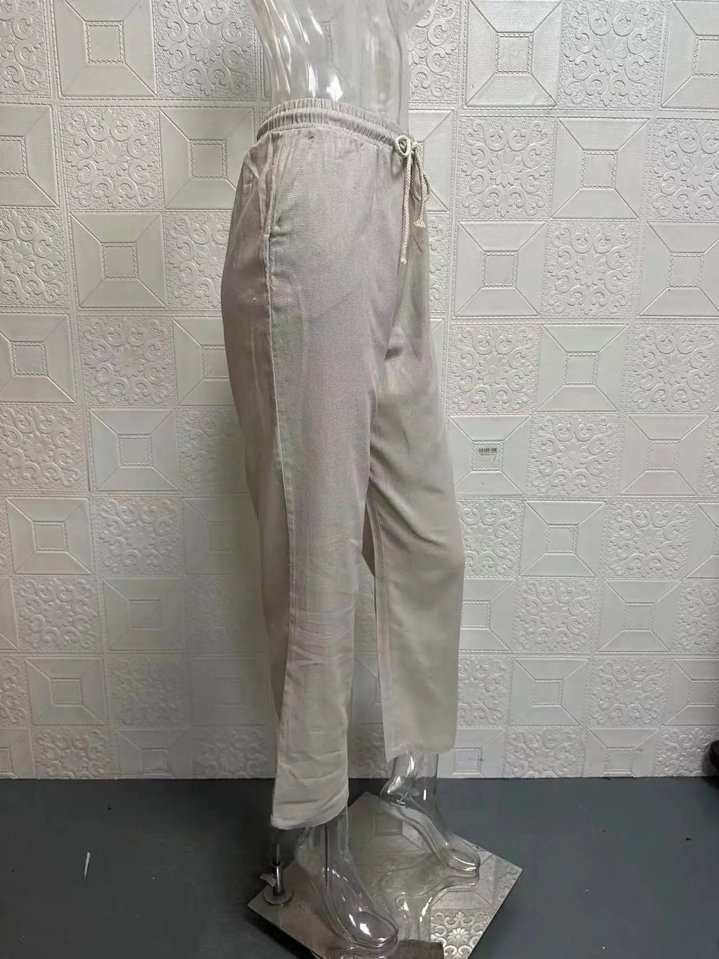 Pantalon court en coton et lin pour femmes