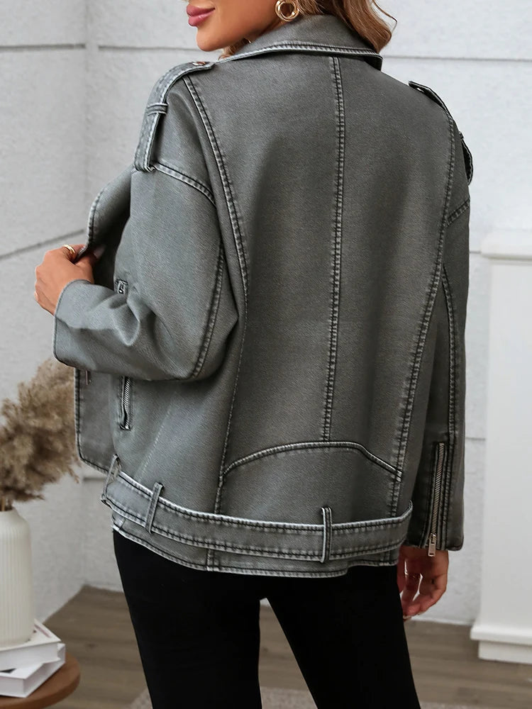 Veste en simili cuir Streetwear pour femmes