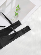 Ensemble de sous-vêtements sexy de couleur unie brillant pour femmes