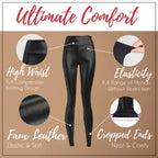 Leggings gainants taille haute en similicuir pour femmes