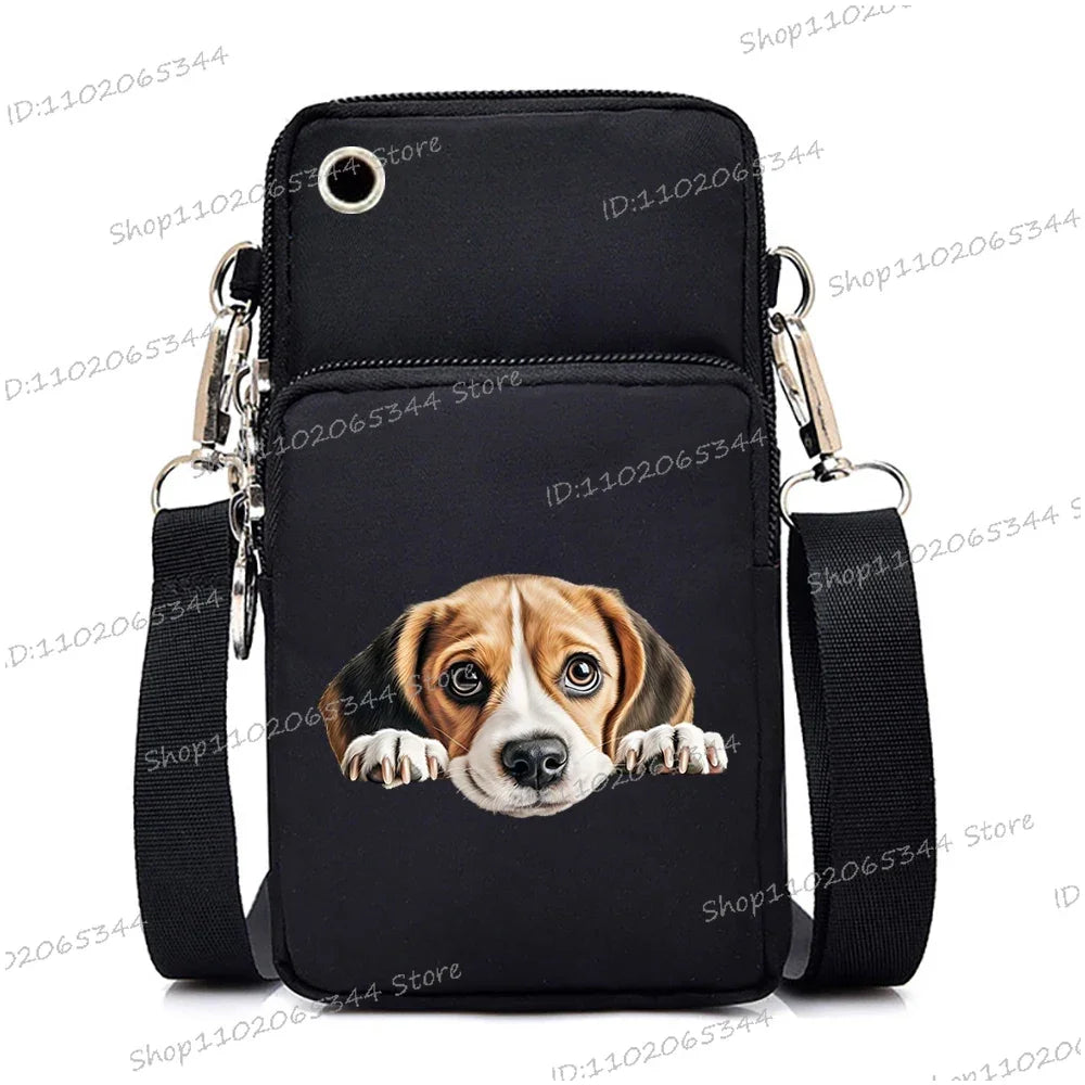 Sac à main pour téléphone portable imprimé chien 3D pour femmes