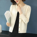 Cardigan boutonné à col rond pour femmes