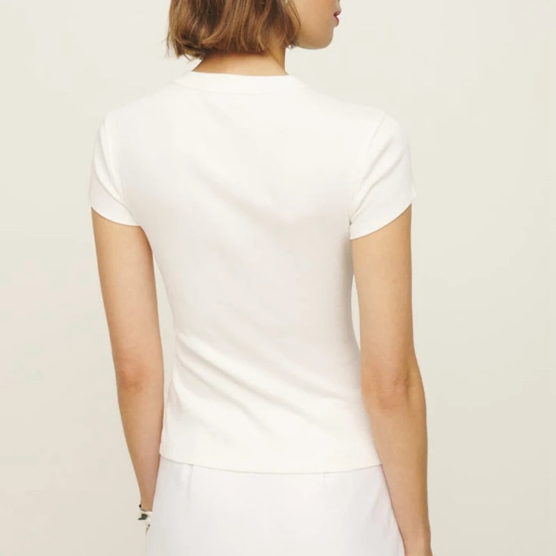 T-shirt court à manches courtes pour femmes