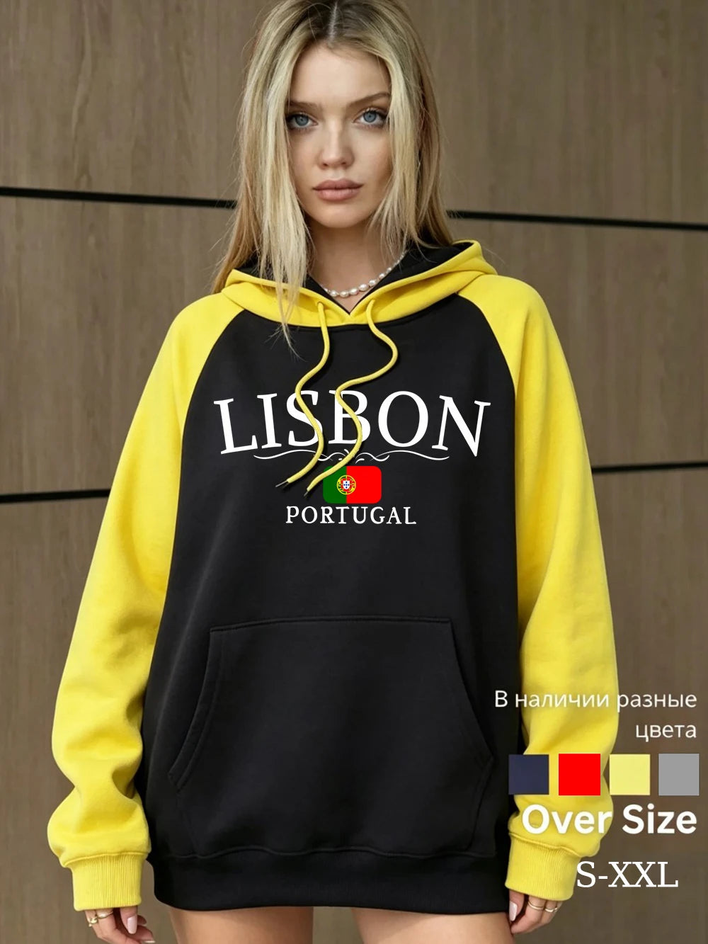 Sweat à Capuche Raglan Femme – Imprimé Lisbonne