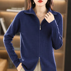 Pull en laine à double fermeture éclair pour femmes