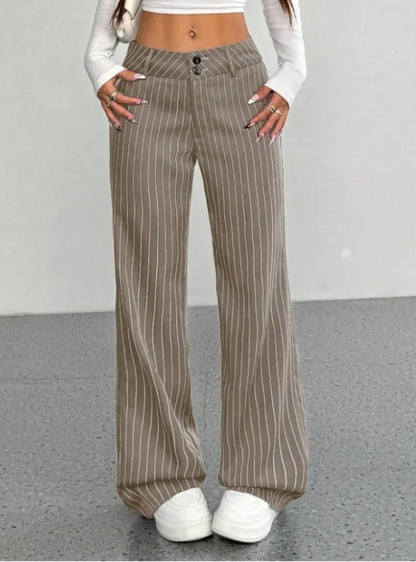 Pantalon Large Rayé Femme – Coupe Décontractée