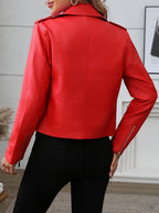 Veste en similicuir souple et fermeture éclair pour femmes